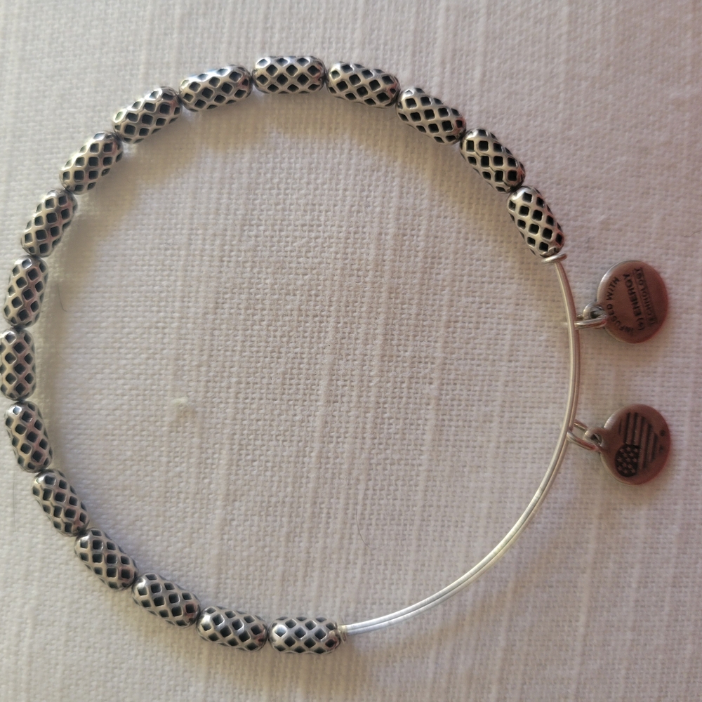 Alex and Ani Silver Patterned Bracelet